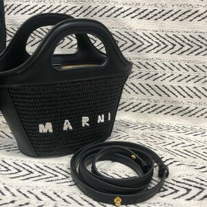 Marni Black Woven Tote Bag